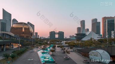 杭州杭州CBD城市阳台市民中心日转夜固定延时摄影